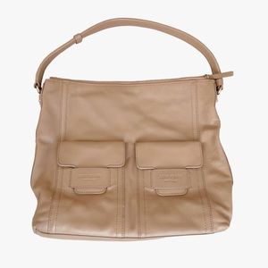 Kate Spade Tan Soft Leather Shoulder Hobo Bag /2 Exterior Magnetic Flap Pockets